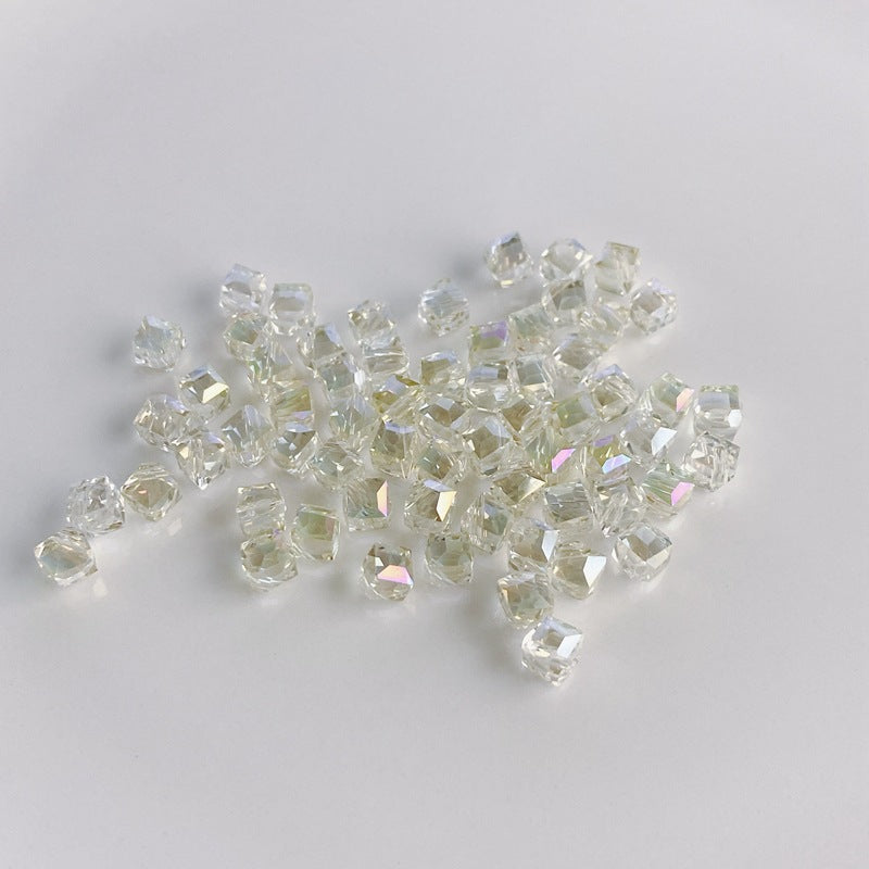 Geometric Square Glass Beads 5mm Transparent Perforated 10pcs 9