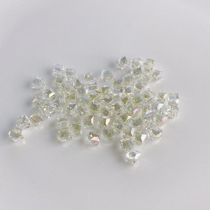 Geometric Square Glass Beads 5mm Transparent Perforated 10pcs 9