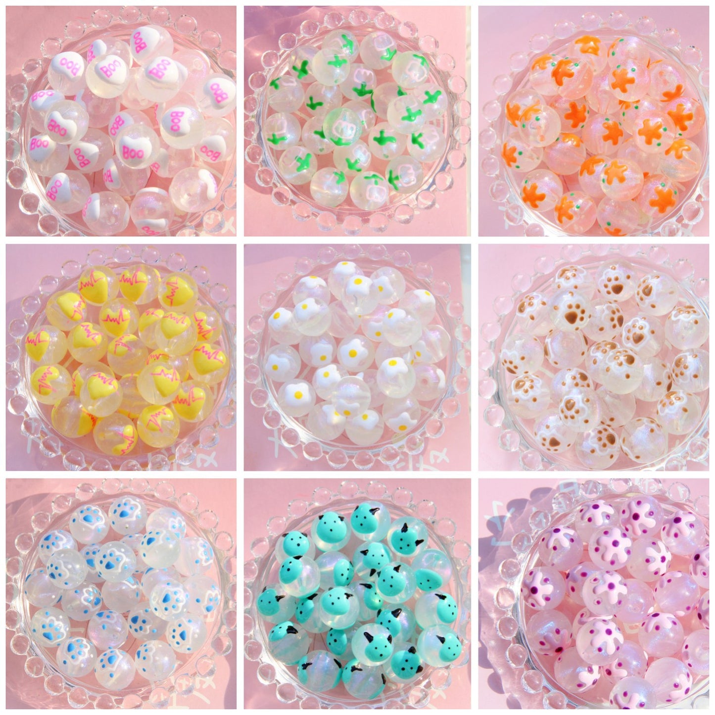 Painted Smiley Face Acrylic Beads 16mm Glow In The Dark 10pcs