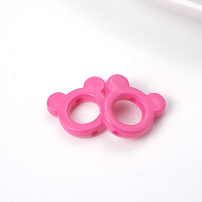 Glossy Painted 22mm Hollow Mickey Head Acrylic Bead Frame 50pcs 11