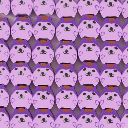 Animal Flat Clay Beads 9mm Cheerful Puppy Pattern Polymer 100pcs 12