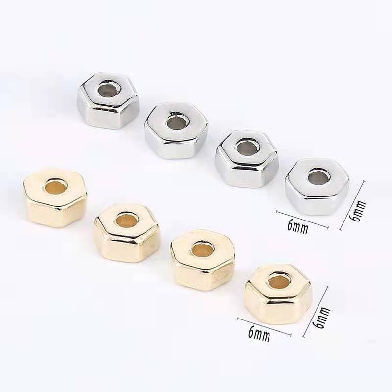 Hexagonal CCB Plastic Spacer Acrylic Beads 6mm Metallic Silver 200pcs 3