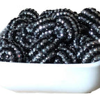 Rhinestone Bubblegum Beads 16-22mm Black Silver Striped Resin 5pcs 3