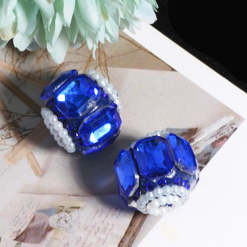 Faceted Crystal Barrel Rhinestone Beads 19mm Polymer Clay Base 5pcs 9