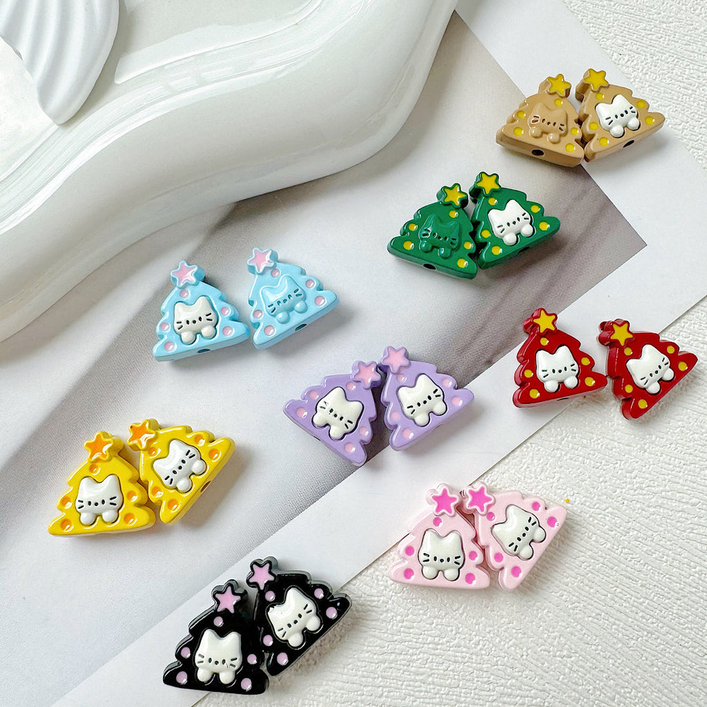 Christmas Tree and Birdcage Metal Beads 13-16mm Baking Painted 10pcs 3