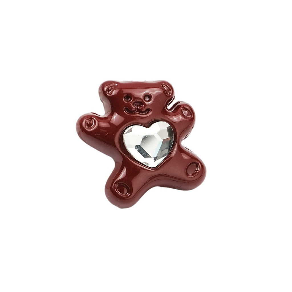 Painted Butterfly and Bear Acrylic Beads Imitation Zirconia Embedded 6pcs 2