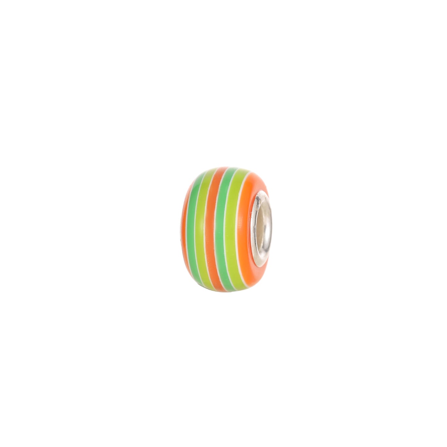 Glass Large Hole Spacer Beads 14mm Rainbow Candy Section Striped 20pcs 31