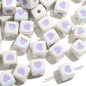 Plating Heart Acrylic Square Beads 12mm Glossy Two-Color 50pcs 10