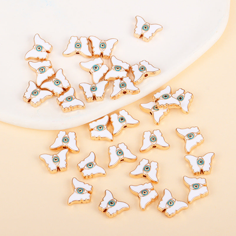 Irregular Shaped Metal Beads Double-Sided Enamel Evil Eye 20pcs 16