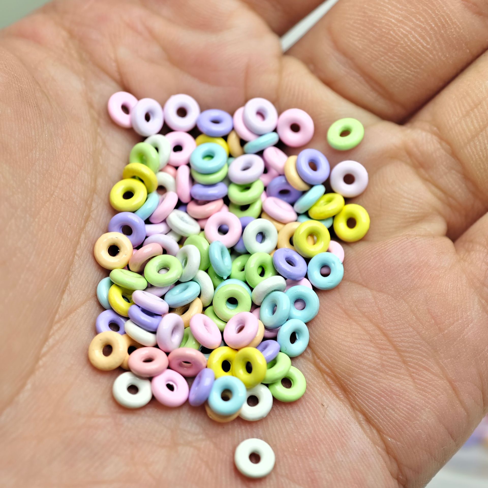 Alloy Donut Spacer Beads 5mm Baking Painted Solid Color 30pcs 3