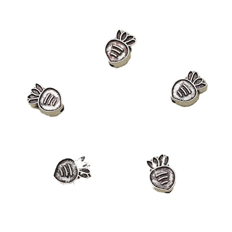 Carrot Metal Beads 11mm Vintage Silver Tone Alloy 40pcs 5