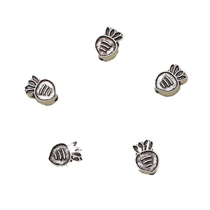 Carrot Metal Beads 11mm Vintage Silver Tone Alloy 40pcs 5