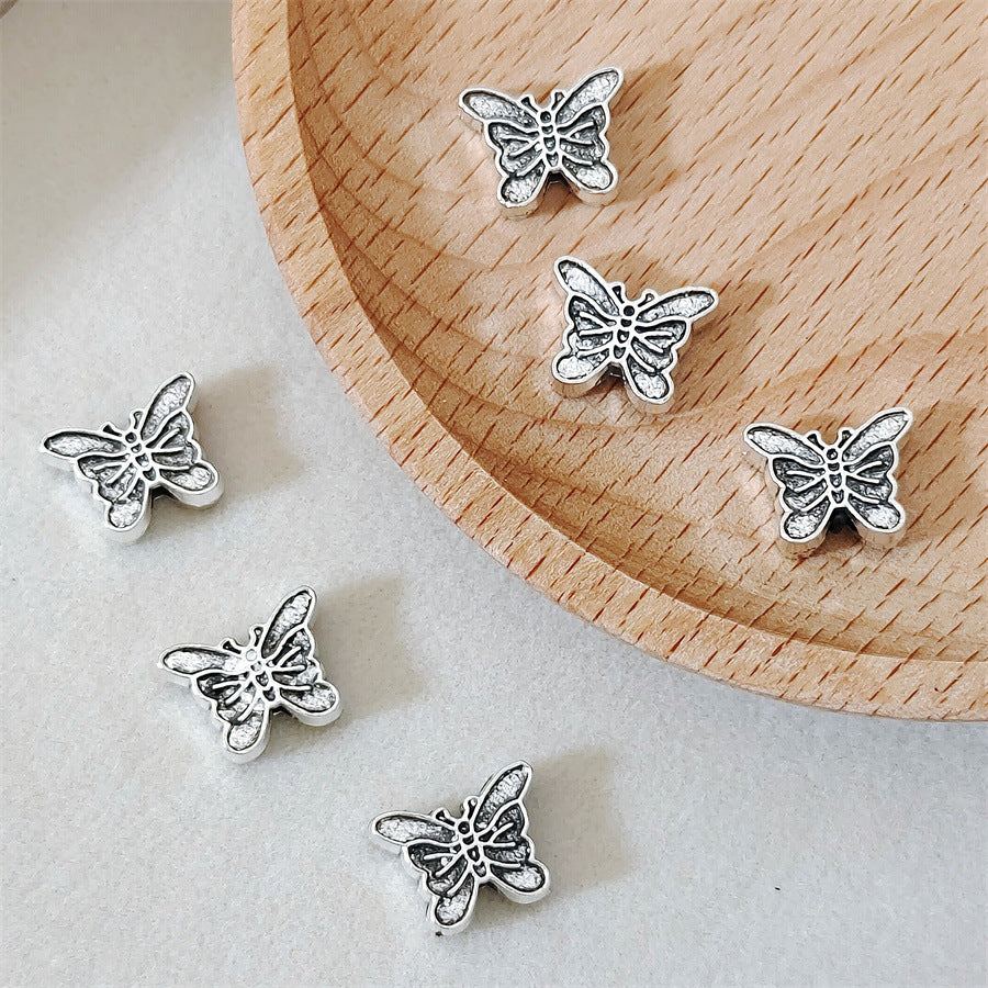 Butterfly Metal Beads 12mm Delicate Textured Alloy 100pcs 4