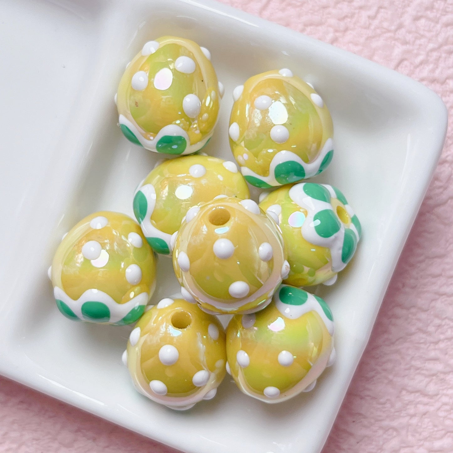 Plating Hand Painted Strawberry Acrylic Beads 17mm Colorful 5pcs 4