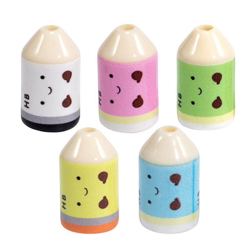 Painted Smiling Face Pencil Head Acrylic Beads 12x20mm Colorful 10pcs 5