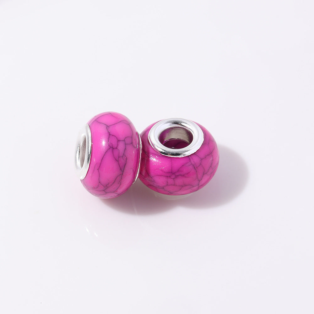 Resin Round Spacer Beads 14mm Imitation Turquoise Pattern 100pcs 7