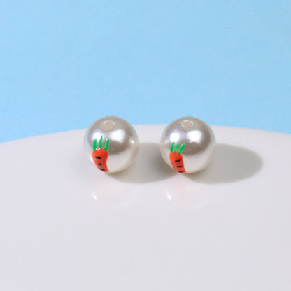 Hand Painted Acrylic Beads 12mm Enamel Cartoon Motifs 10pcs 7