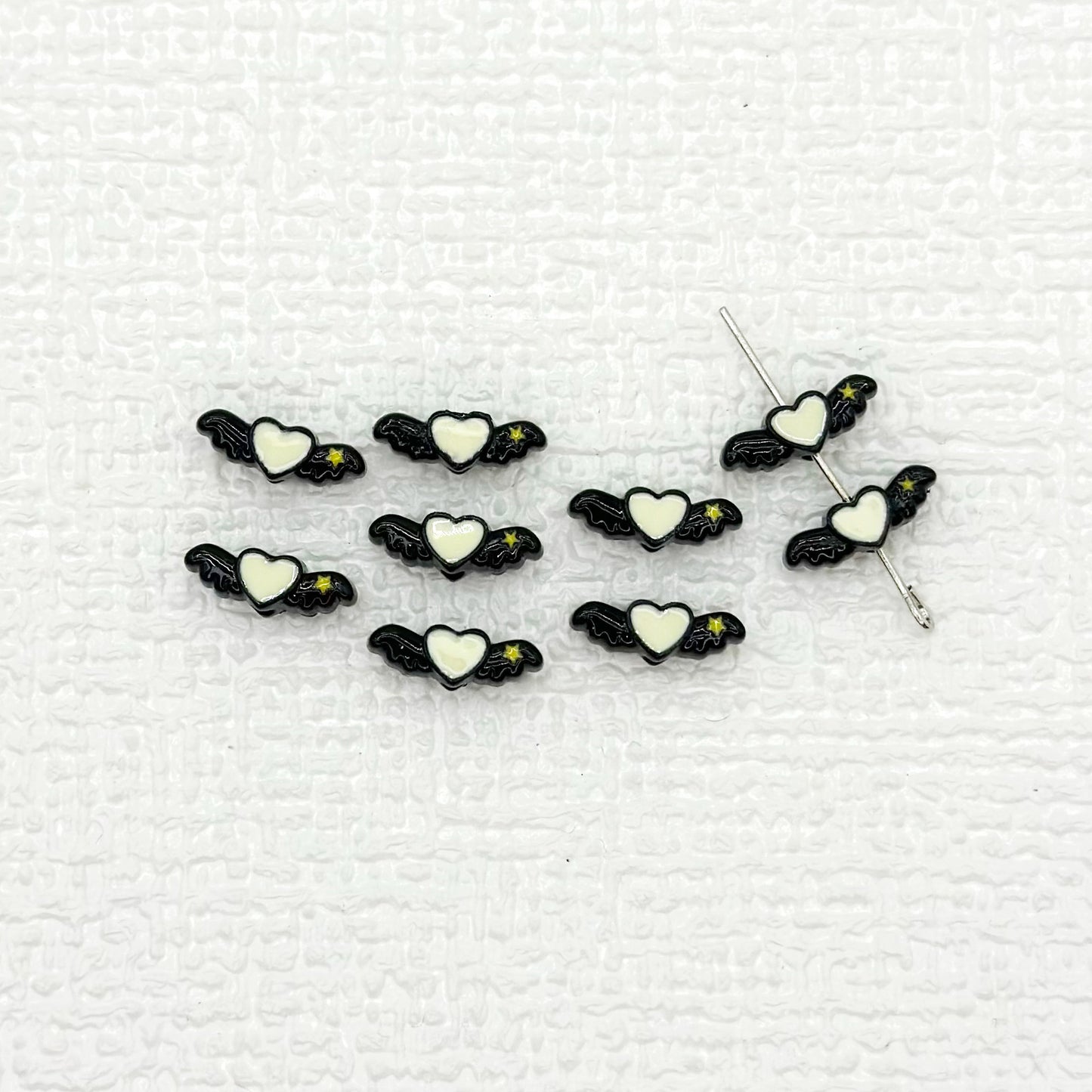 Heart Wing Metal Beads 14mm Bright Enamel Painted Alloy 20pcs 17