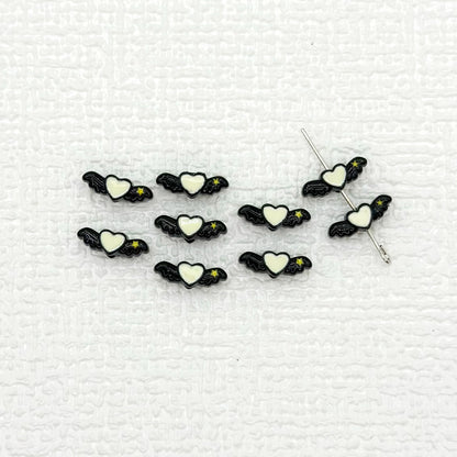 Heart Wing Metal Beads 14mm Bright Enamel Painted Alloy 20pcs 17