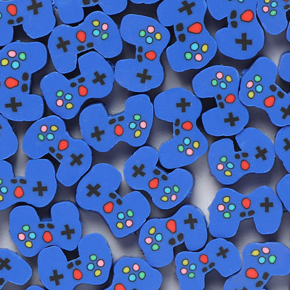 Flat Clay Beads 10mm Blue Game Machine Polymer 100pcs