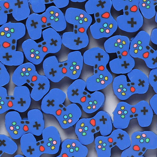 Flat Clay Beads 10mm Blue Game Machine Polymer 100pcs