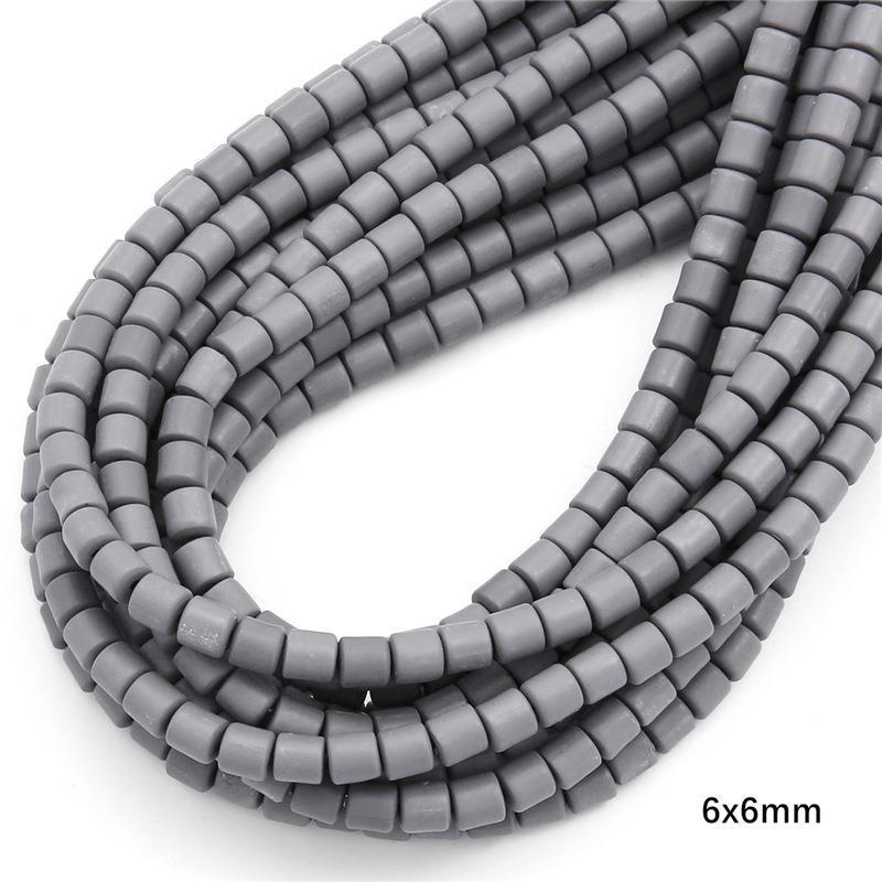 Cylindrical Clay Beads 6mm Colorful Polymer 62pcs 9