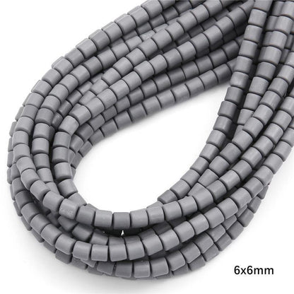 Cylindrical Clay Beads 6mm Colorful Polymer 62pcs 9
