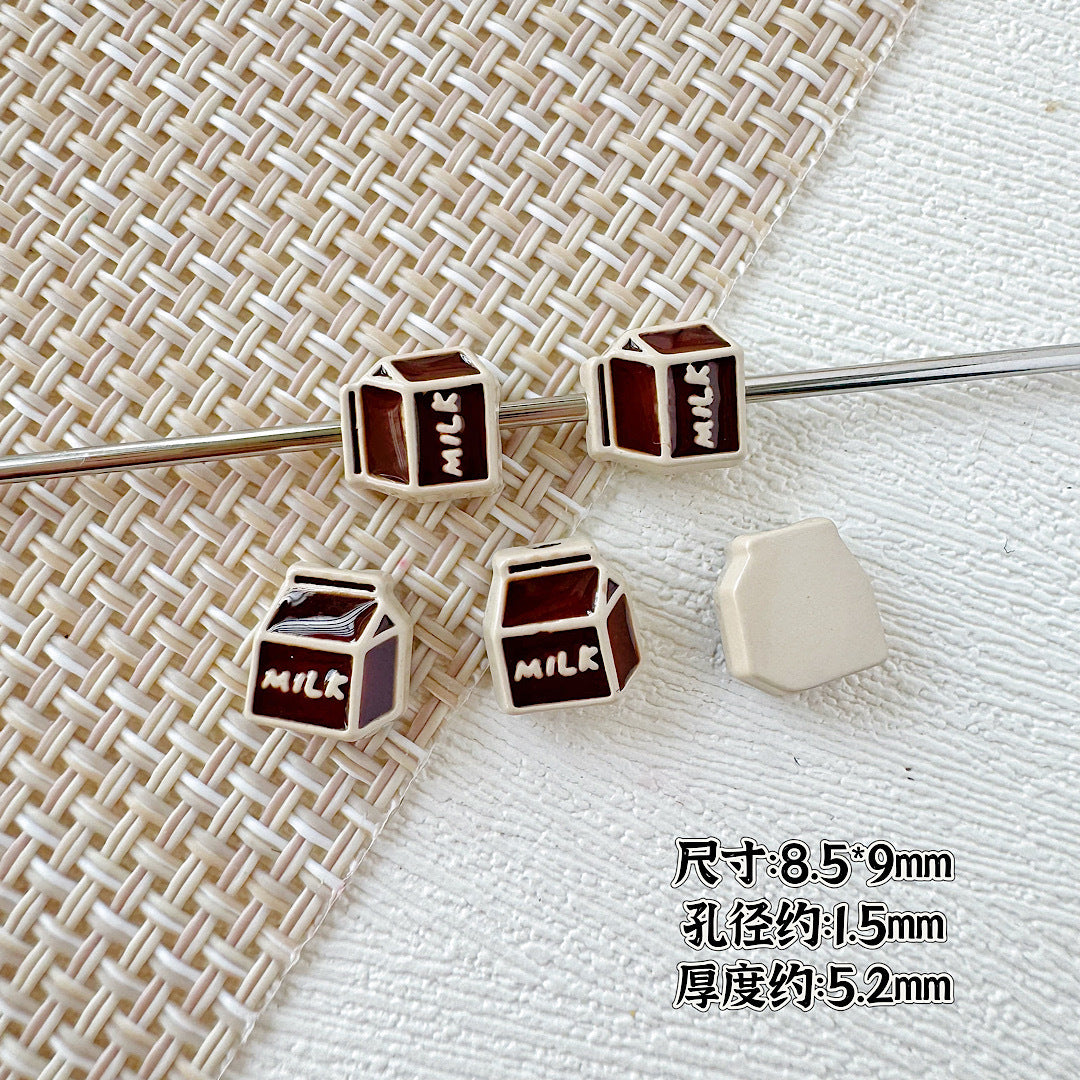 Camera Milk Carton Painted Metal Beads Glossy Enamel 20pcs 22