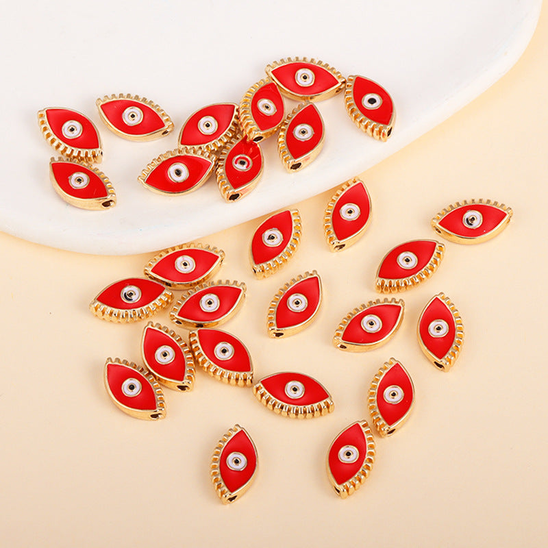 Irregular Shaped Metal Beads Double-Sided Enamel Evil Eye 20pcs 26