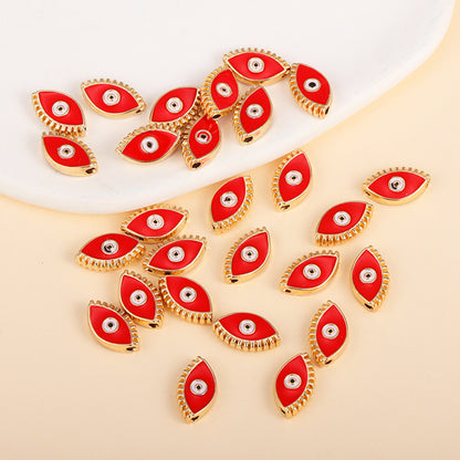 Irregular Shaped Metal Beads Double-Sided Enamel Evil Eye 20pcs 26