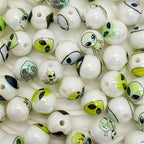 Plating Round Acrylic Beads 16mm Alien Design Mixed Colors 50pcs 5