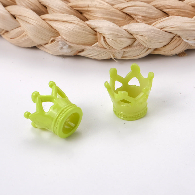 Painted Crown Acrylic Beads 12mm 14mm Hole Vibrant Pastel Colors 100pcs 9