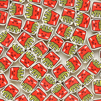 French Fries Clay Beads 9mm Polymer Colorful Food Pattern 100pcs 6