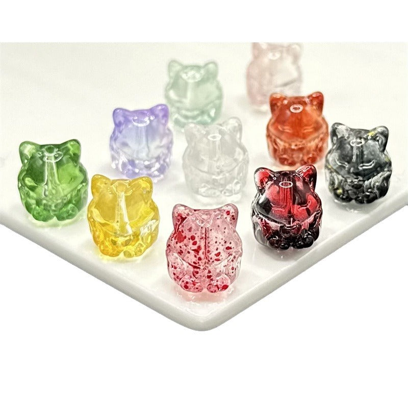 Czech Glass Beads Fox 15mm Translucent Glossy Multicolor 100pcs 5