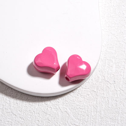 Irregular Faceted Heart Acrylic Beads 12mm Vibrant Colors 50pcs 15