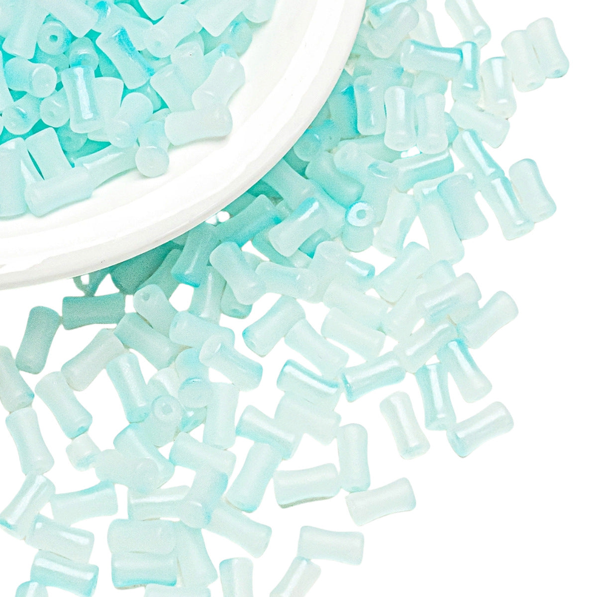 Bamboo Frosted Glass Beads 6x12mm Pastel Matte Finish 50pcs 5
