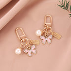 Alloy Butterfly Keychain Cartoon Pearl Crystal Accent Metal 2
