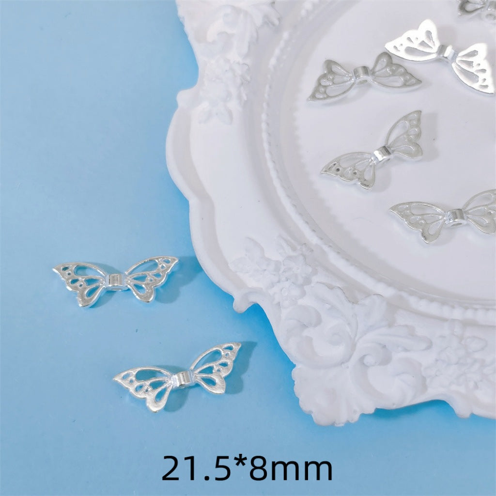 Butterfly Wings Metal Beads 21mm Intricate Openwork Alloy 40pcs 2