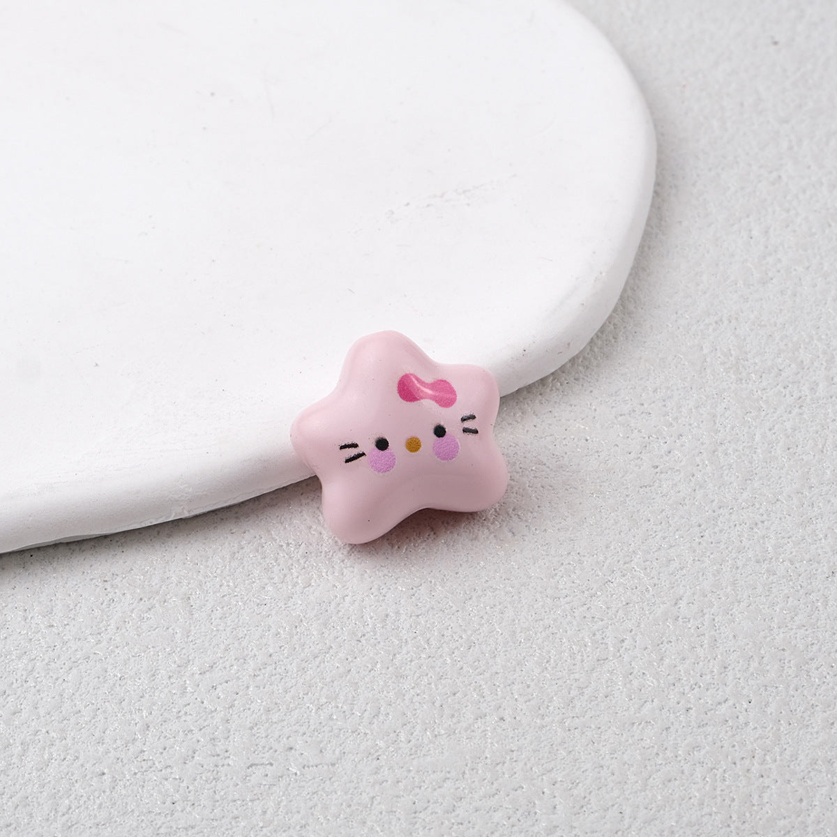 Star Acrylic Beads 20mm Glossy Hello KT Faces Colorful 20pcs 13