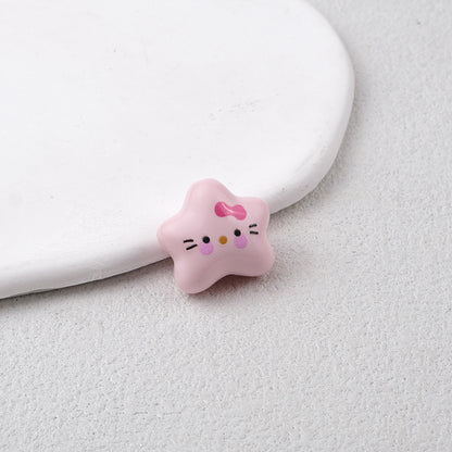 Star Acrylic Beads 20mm Glossy Hello KT Faces Colorful 20pcs 13