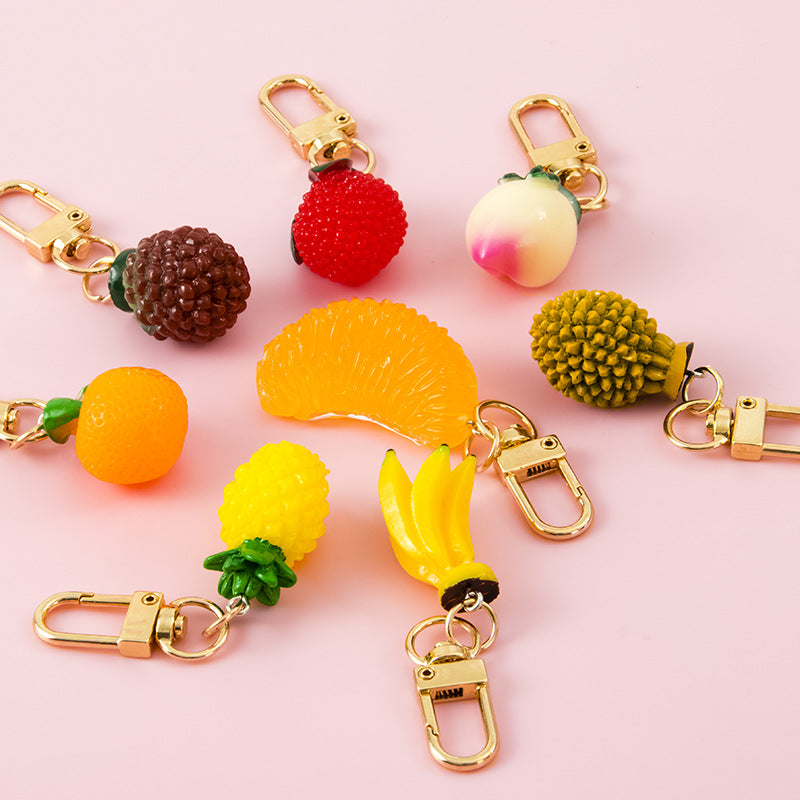 Plastic Fruit Keychain Colorful Glossy Charm Fun Summer Theme