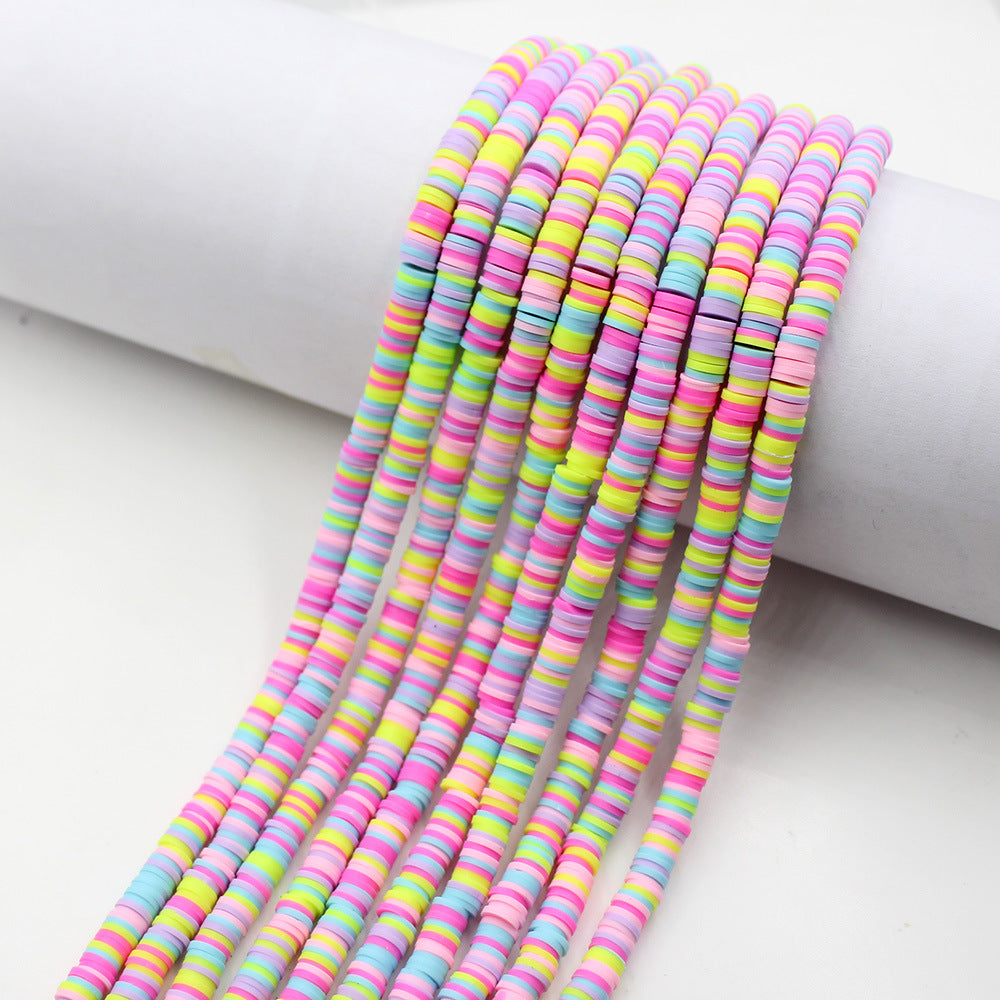 Flat Clay Beads 6mm Colorful Polymer Spacer Disc 10strands 44