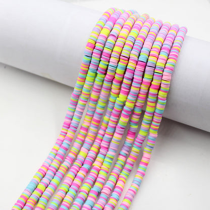 Flat Clay Beads 6mm Colorful Polymer Spacer Disc 10strands 44