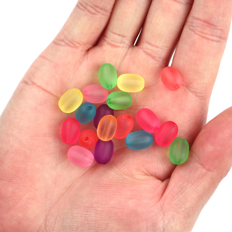 Frosted Oval Acrylic Beads 10mm Vibrant Rainbow Colors 200pcs 4