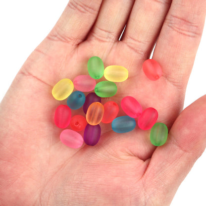 Frosted Oval Acrylic Beads 10mm Vibrant Rainbow Colors 200pcs 4
