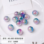 Glitter Fireworks Resin Beads 16mm Round Multicolor 10pcs 3