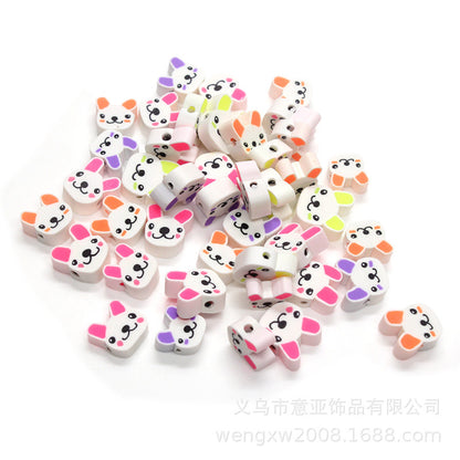 Animal Character Flat Clay Beads 10mm Colorful Mixed 1000pcs 10