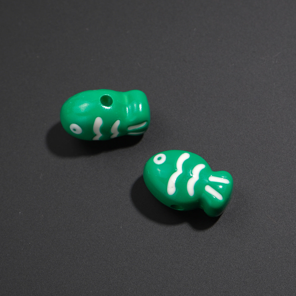 Painted Fish Acrylic Beads 22mm Colorful Cute 20pcs 13