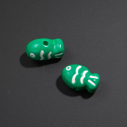 Painted Fish Acrylic Beads 22mm Colorful Cute 20pcs 13