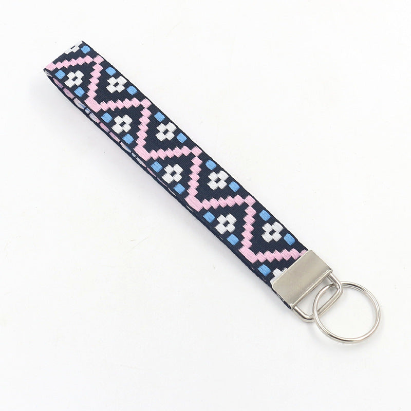 Bohemian Style Wristlet Keychain Antique Silver Polyester 2pcs 17cm 12